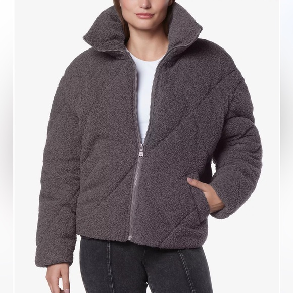 Andrew Marc Jackets & Blazers - Andrew Marc Sport Women's Faux Poodle Fur Diamond Quilted Puffer Jacket-Size:2X